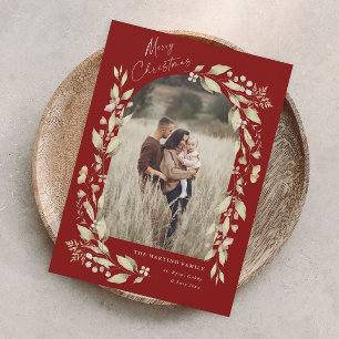 Boho Wildflower Arch Photo Christmas Holiday Card