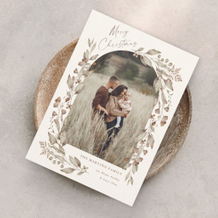 Boho Wildflower Arch Photo Christmas Holiday Card