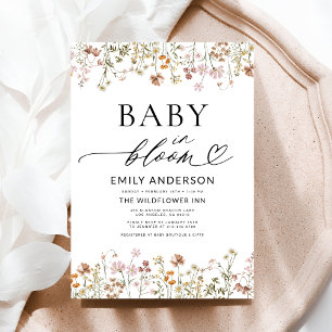 Boho Wildflower Baby in Bloom Baby Shower Invitation