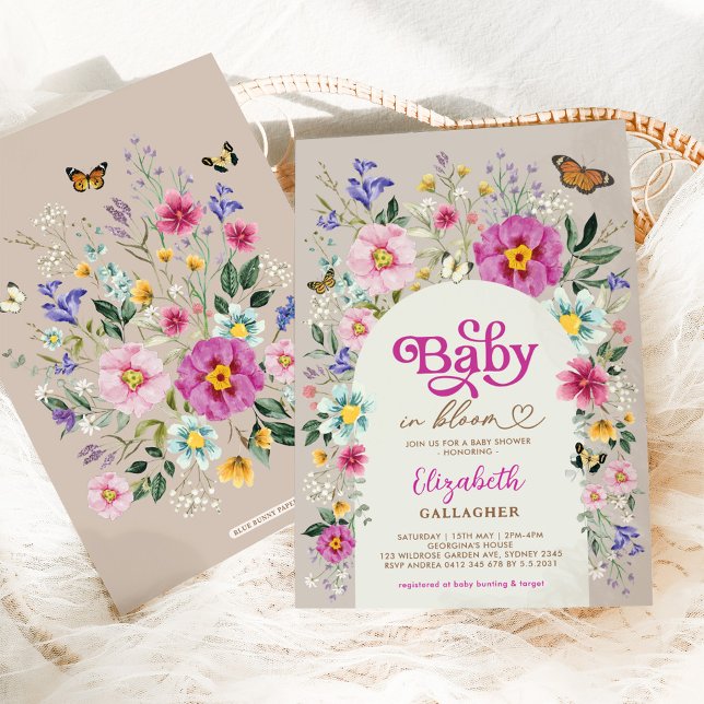 Boho Wildflower Baby in Bloom Girl Shower Invitation (Creator Uploaded)