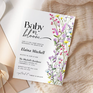 Boho Wildflower Baby in Bloom Shower Floral Invitation