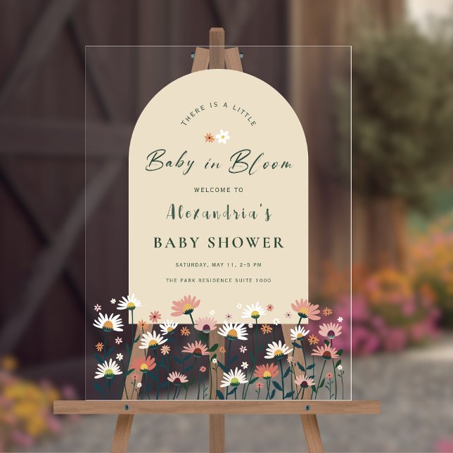 Boho Wildflower Baby in Bloom Shower Welcome Acrylic Sign (Creator Uploaded)