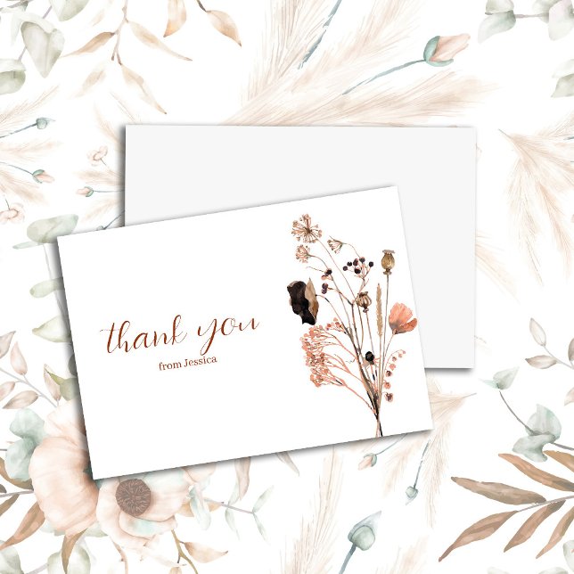Boho Wildflower Baby in Bloom  Thank You Card (Creator Uploaded)