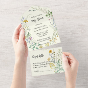 Boho Wildflower Baby Shower All In One Invitation