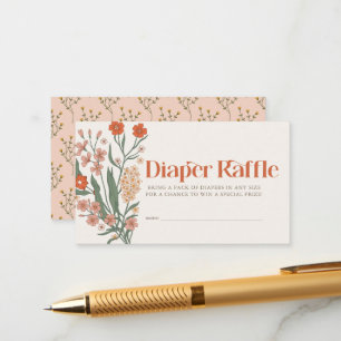 Boho Wildflower Baby Shower Diaper Raffle Ticket Enclosure Card