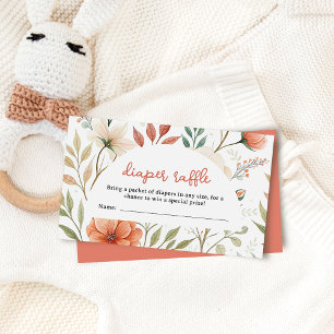 Boho Wildflower Baby Shower Diaper Raffle Ticket Enclosure Card