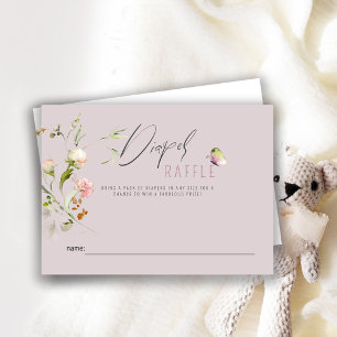 Boho Wildflower Baby Shower Diaper Raffle Ticket Enclosure Card