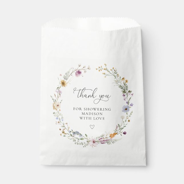 Boho Wildflower Baby Shower Favour Bag (Front)