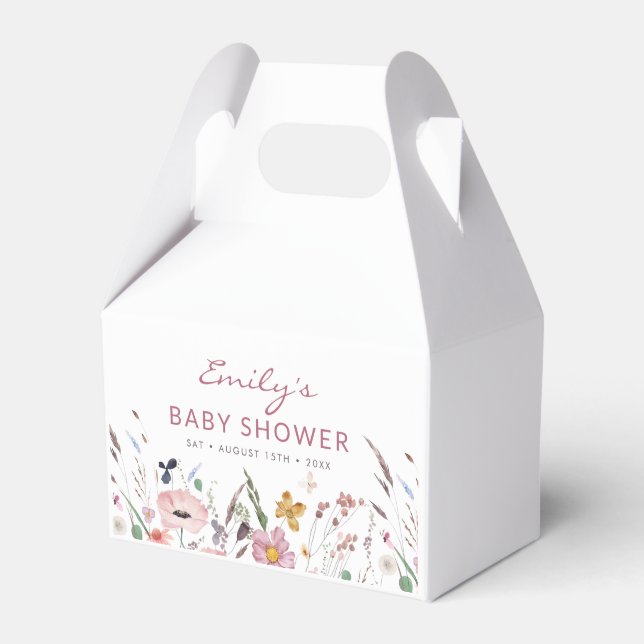 Boho Wildflower Baby Shower Favour Box (Front Side)