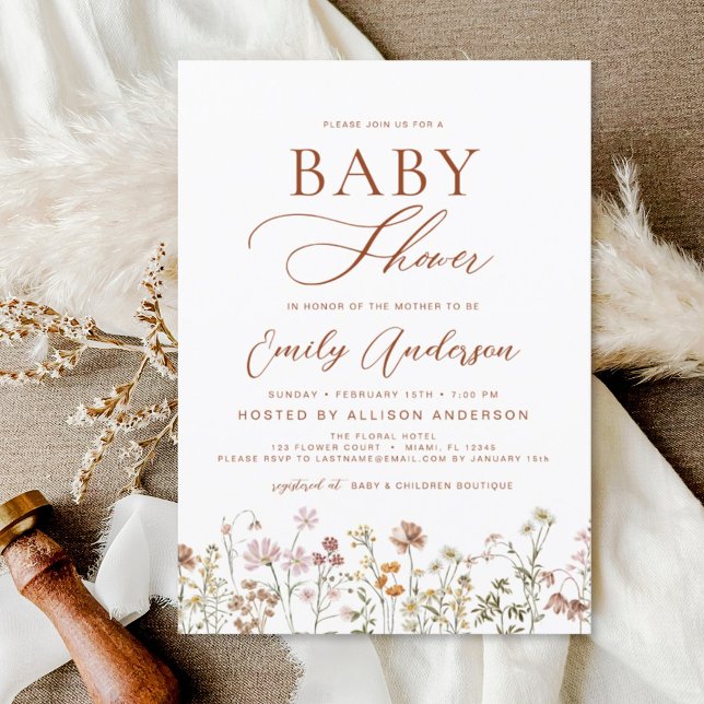 Boho Wildflower Baby Shower Garden  Invitation (Creator Uploaded)