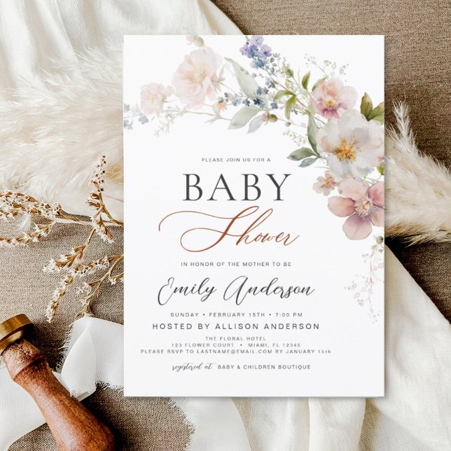 Boho Wildflower Baby Shower Garden  Invitation (Creator Uploaded)