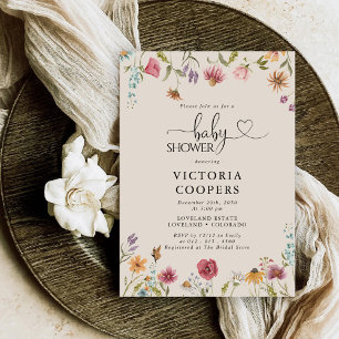 Boho Wildflower Baby Shower Invitation