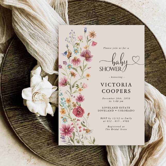 Boho Wildflower Baby Shower Invitation (Creator Uploaded)