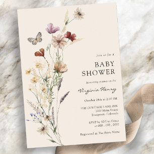 Boho Wildflower Baby Shower Invitation