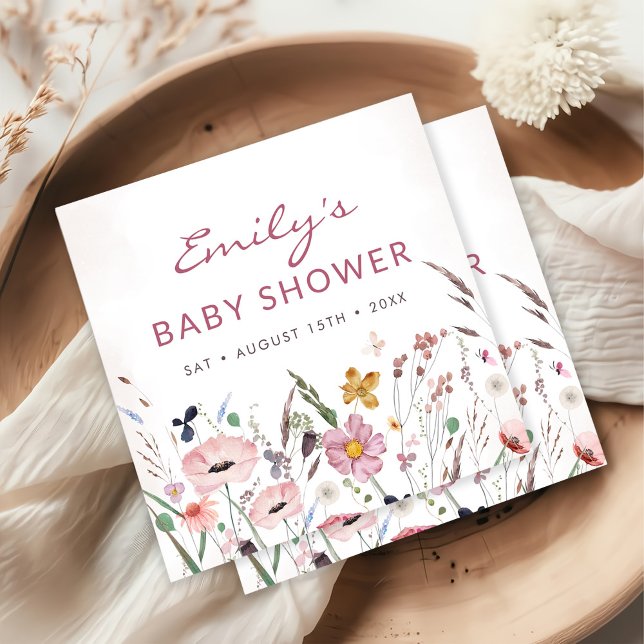 Boho Wildflower Baby Shower Napkin (Creator Uploaded)