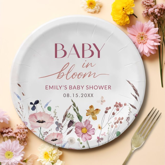 Boho Wildflower Baby Shower Paper Plate (Creator Uploaded)