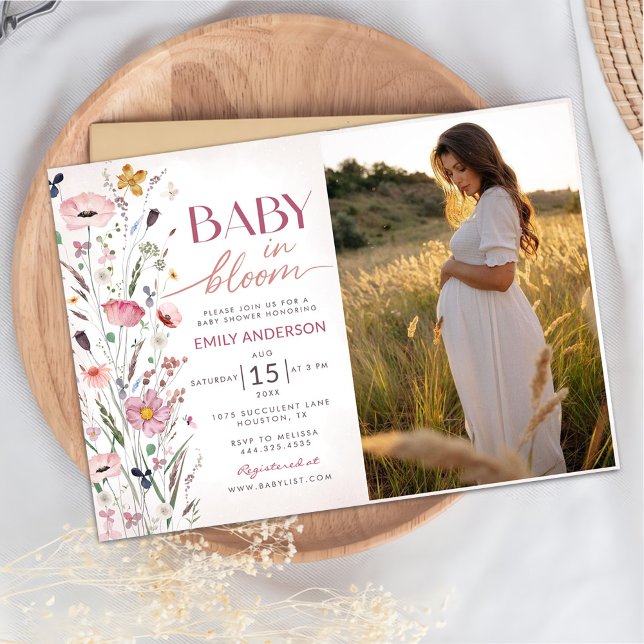 Boho Wildflower Baby Shower Photo Invitation (Creator Uploaded)