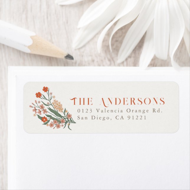 Boho Wildflower Baby Shower Return Address Label (Insitu)