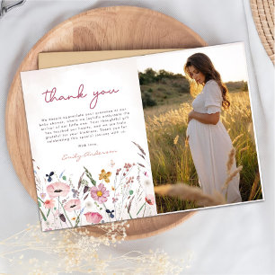 Boho Wildflower Baby Shower Thank You Card