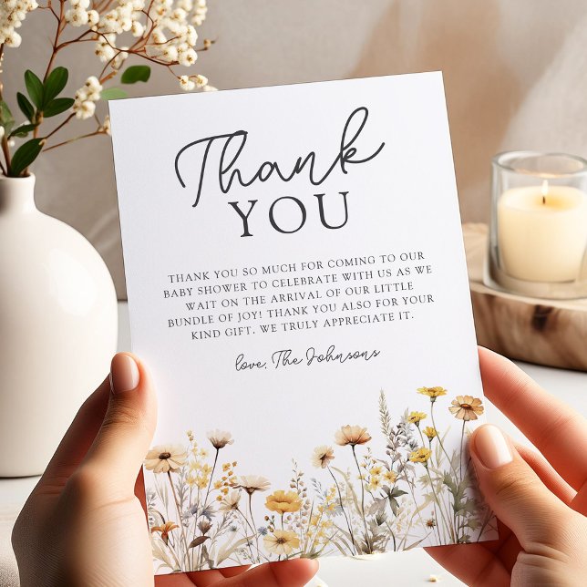 Boho Wildflower Baby Shower Thank You Card (Creator Uploaded)