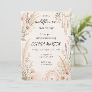 Boho Wildflower Baby Shower Watercolor Floral Invitation