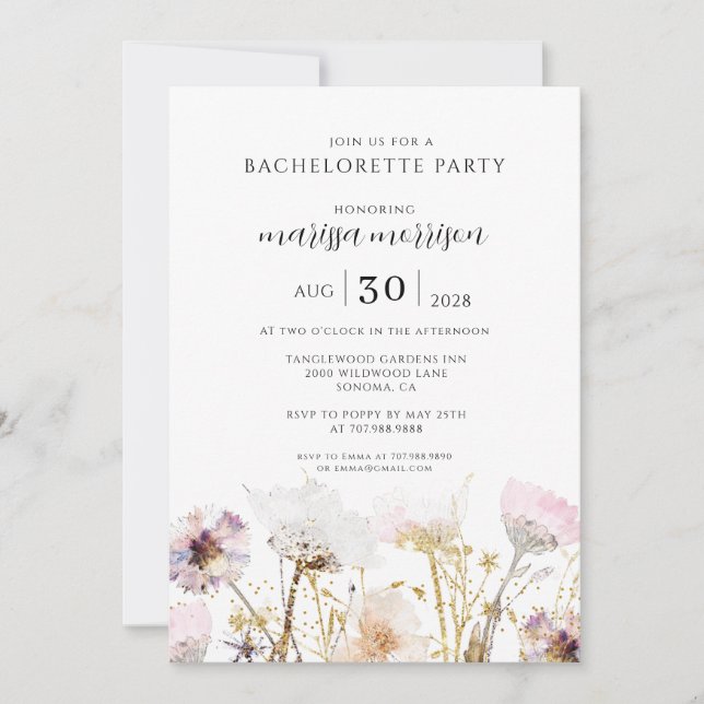 Boho Wildflower Bachelorette Party Invitation (Front)