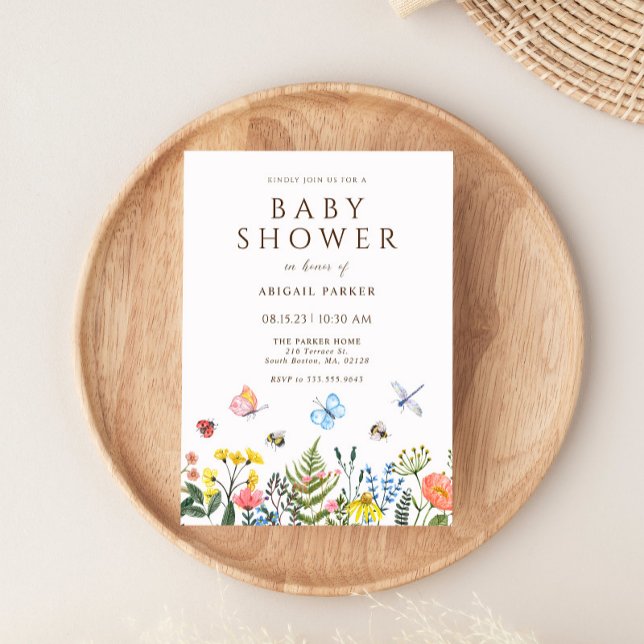 Boho Wildflower Bee Baby Shower Invitation (Creator Uploaded)