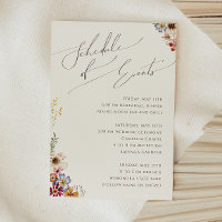Boho Wildflower | Beige Garden Schedule of Events