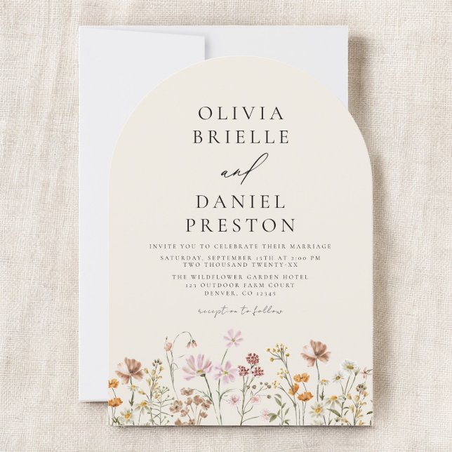 Boho Wildflower Beige Garden Wedding Invitation (Creator Uploaded)