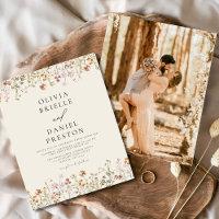 Boho Wildflower Beige Photo Garden Wedding