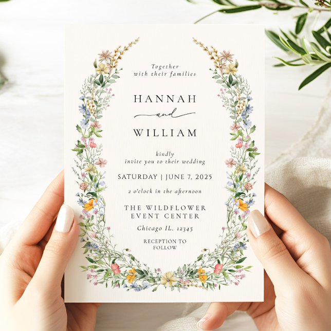 Boho Wildflower Beige Wedding  Invitation (Creator Uploaded)