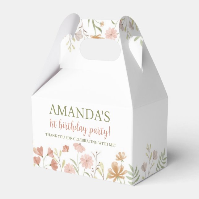 Boho Wildflower Birthday Favour Box (Front Side)