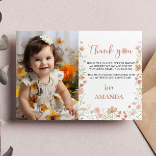 Boho Wildflower Birthday Party Thank You Card