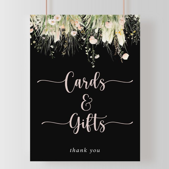 Boho Wildflower Black Cards and Gifts Sign (Creator Uploaded)