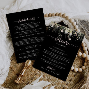 Boho Wildflower Black Wedding Welcome Letter