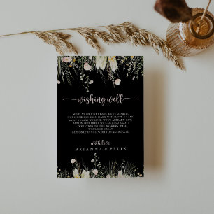 Boho Wildflower Black Wedding Wishing Well Enclosure Card