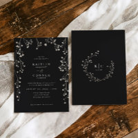 Boho Wildflower Black White Baby's Breath Wedding