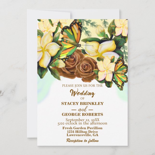 Boho-Wildflower-Botanical-Floral Wedding Invitation (Front)