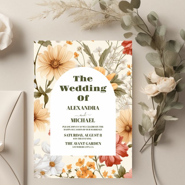 Boho Wildflower Botanical Wedding Invitation (Creator Uploaded)