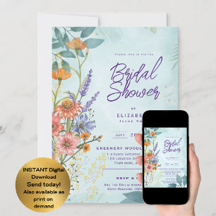 Boho Wildflower Bridal, Baby Shower, Birthday ANY Invitation