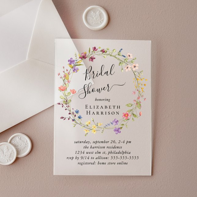 Boho Wildflower Bridal Shower Frosted Acrylic Invitations (Creator Uploaded)