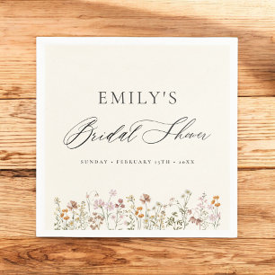 Boho Wildflower Bridal Shower Garden Script Napkin