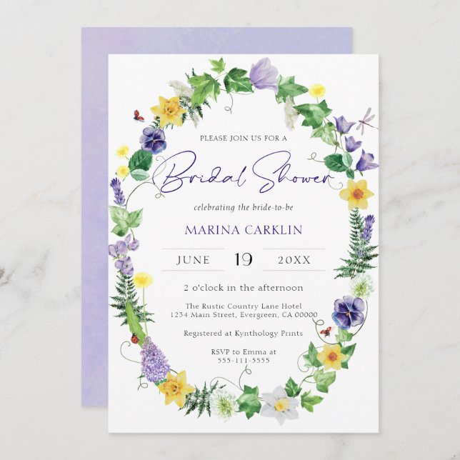 Boho Wildflower Bridal Shower Invitation (Front/Back)