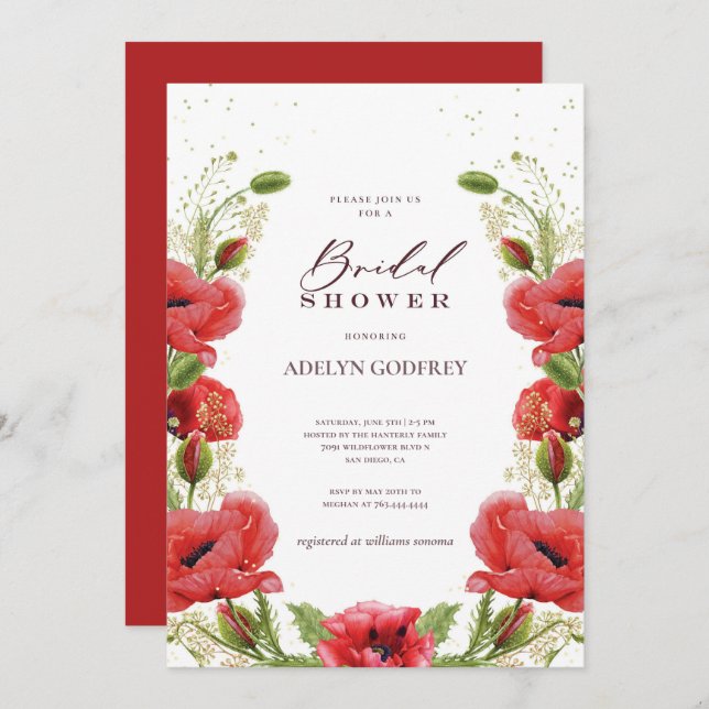 Boho Wildflower Bridal Shower Invitation (Front/Back)
