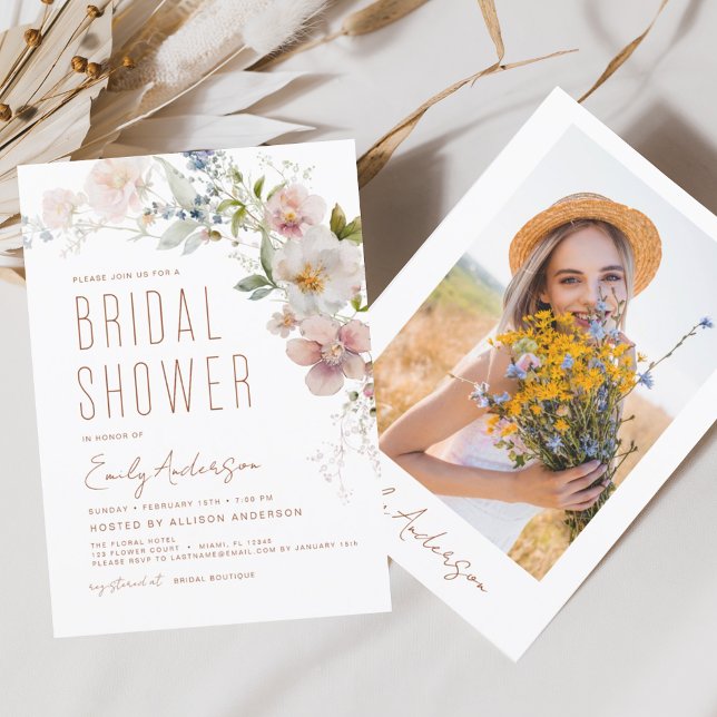 Boho Wildflower Bridal Shower Photo Garden Invitation (Creator Uploaded)