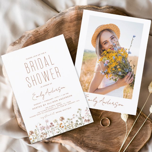 Boho Wildflower Bridal Shower Photo Invitation (Creator Uploaded)