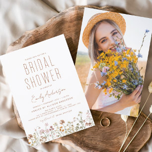 Boho Wildflower Bridal Shower Photo Invitation Flyer