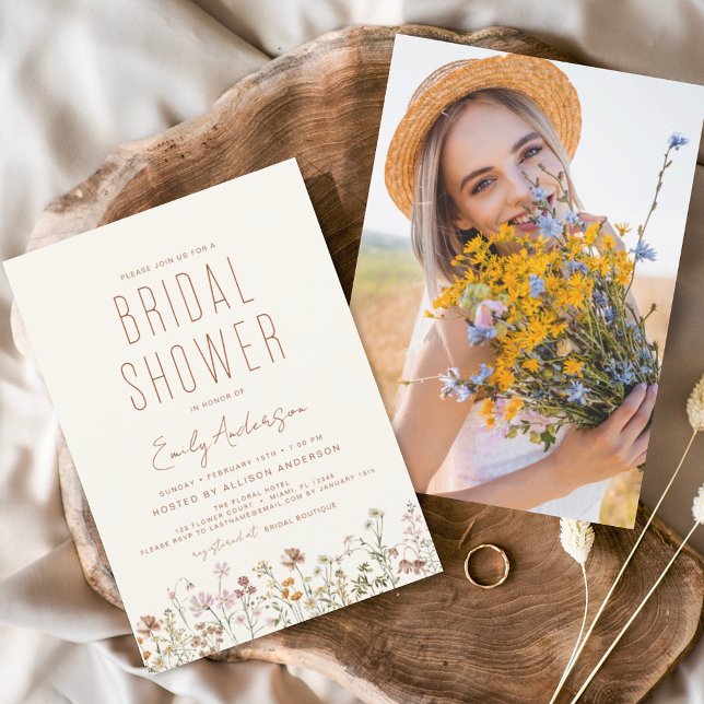 Boho Wildflower Bridal Shower Photo Invitation Flyer (Creator Uploaded)