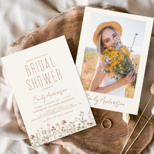 Boho Wildflower Bridal Shower Photo Invitation Flyer