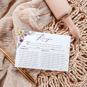 Boho Wildflower Bridal Shower Recipe Cards